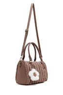 Women's Mink Long Strapped Plush Shoulder Bag with Accessories | Derimod Women's Mink Long Strapped Plush Shoulder Bag with Accessories | Derimod