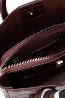 Women's Burgundy Long Strap Crocodile Pattern Mini Shoulder Bag | Derimod Women's Burgundy Long Strap Crocodile Pattern Mini Shoulder Bag | Derimod