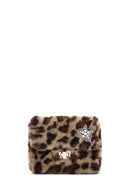 Women's Leopard Long Chain Strap Plush Shoulder Bag | Derimod Women's Leopard Long Chain Strap Plush Shoulder Bag | Derimod