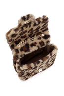 Women's Leopard Long Chain Strap Plush Shoulder Bag | Derimod Women's Leopard Long Chain Strap Plush Shoulder Bag | Derimod
