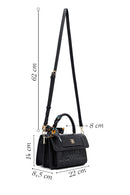 Woman Black Long Strap Printed Crossbody Bag | Derimod Woman Black Long Strap Printed Crossbody Bag | Derimod