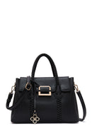 Women's Black Long Strap Woven Detailed Shoulder Bag | Derimod Women's Black Long Strap Woven Detailed Shoulder Bag | Derimod