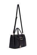 Women's Black Long Strap Woven Detailed Shoulder Bag | Derimod Women's Black Long Strap Woven Detailed Shoulder Bag | Derimod