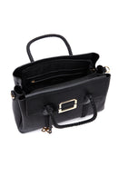 Women's Black Long Strap Woven Detailed Shoulder Bag | Derimod Women's Black Long Strap Woven Detailed Shoulder Bag | Derimod