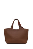 Women's Brown Long Strapped Accessorized Shoulder Bag | Derimod Women's Brown Long Strapped Accessorized Shoulder Bag | Derimod