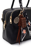 Women's Black Long Strapped Charm Classic Shoulder Bag | Derimod Women's Black Long Strapped Charm Classic Shoulder Bag | Derimod