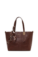 Women's Brown Long Strap Printed Shoulder Bag | Derimod Women's Brown Long Strap Printed Shoulder Bag | Derimod