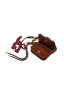 Women's Brown Long Strap Plush Shoulder Bag with Charms | Derimod Women's Brown Long Strap Plush Shoulder Bag with Charms | Derimod