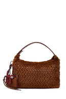 Women's Brown Long Strap Plush Shoulder Bag with Charms | Derimod Women's Brown Long Strap Plush Shoulder Bag with Charms | Derimod