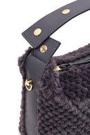 Women's Gray Long Strapped Plush Shoulder Bag with Charms | Derimod Women's Gray Long Strapped Plush Shoulder Bag with Charms | Derimod