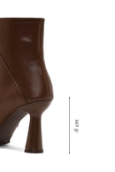 Woman Brown Zippered Thin Heeled Leather Boot | Derimod Woman Brown Zippered Thin Heeled Leather Boot | Derimod