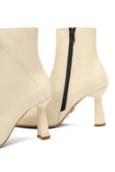Women's Cream Zippered Thin Heeled Leather Boot | Derimod Women's Cream Zippered Thin Heeled Leather Boot | Derimod