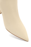 Women's Cream Zippered Thin Heeled Leather Boot | Derimod Women's Cream Zippered Thin Heeled Leather Boot | Derimod