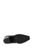 Woman Black Chunky Heels Leather Cowboy Boots | Derimod Woman Black Chunky Heels Leather Cowboy Boots | Derimod