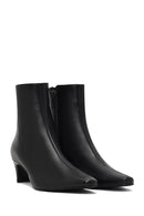 Women's Black Zippered Thick Heeled Leather Boot | Derimod Women's Black Zippered Thick Heeled Leather Boot | Derimod