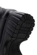 Woman Black Thick-Soled Zippered Leather Boat | Derimod Woman Black Thick-Soled Zippered Leather Boat | Derimod