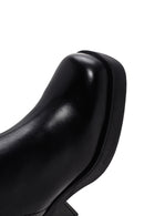 Woman Black Chunky Heel Zippered Leather Boat | Derimod Woman Black Chunky Heel Zippered Leather Boat | Derimod
