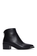 Woman Black Zippered Low Heels Leather Boat | Derimod Woman Black Zippered Low Heels Leather Boat | Derimod