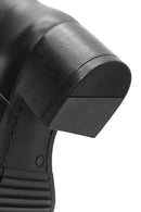 Woman Black Zippered Low Heeled Shoes Leather Boat | Derimod Woman Black Zippered Low Heeled Shoes Leather Boat | Derimod