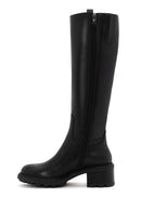 Woman Black Zippered Low Heels Leather Boot | Derimod Woman Black Zippered Low Heels Leather Boot | Derimod