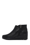 Woman Black Zippered Leather Comfort Boots | Derimod Woman Black Zippered Leather Comfort Boots | Derimod