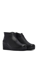 Woman Black Zippered Leather Comfort Boots | Derimod Woman Black Zippered Leather Comfort Boots | Derimod