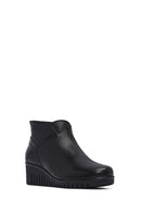 Woman Black Zippered Leather Comfort Boots | Derimod Woman Black Zippered Leather Comfort Boots | Derimod