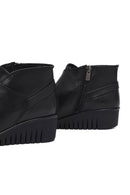 Woman Black Zippered Leather Comfort Boots | Derimod Woman Black Zippered Leather Comfort Boots | Derimod