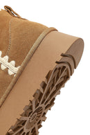 Woman Camel Süet Leather Teddy Bot | Derimod Woman Camel Süet Leather Teddy Bot | Derimod