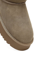 Woman Mink Suede Leather Teddy Bot | Derimod Woman Mink Suede Leather Teddy Bot | Derimod