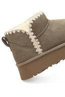 Woman Mink Suede Leather Teddy Bot | Derimod Woman Mink Suede Leather Teddy Bot | Derimod