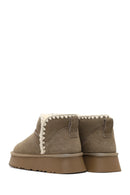 Woman Mink Suede Leather Teddy Bot | Derimod Woman Mink Suede Leather Teddy Bot | Derimod
