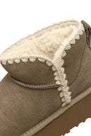 Woman Mink Suede Leather Teddy Bot | Derimod Woman Mink Suede Leather Teddy Bot | Derimod