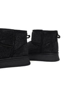Women's Black Thick-Soled Studded Leather Teddy Boots | Derimod Women's Black Thick-Soled Studded Leather Teddy Boots | Derimod