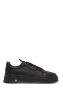 Men's Black Lace-Up Thick-Soled Leather Sneaker | Derimod Men's Black Lace-Up Thick-Soled Leather Sneaker | Derimod