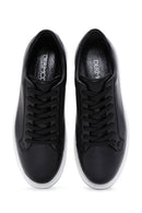 Erkek Siyah Bağcıklı Deri Sneaker | Derimod Erkek Siyah Bağcıklı Deri Sneaker | Derimod