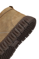 Men's Beige Zippered Lace-Up Nubuck Leather Ankle Boots | Derimod Men's Beige Zippered Lace-Up Nubuck Leather Ankle Boots | Derimod