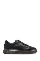 Erkek Siyah Bağcıklı Deri Sneaker | Derimod Erkek Siyah Bağcıklı Deri Sneaker | Derimod