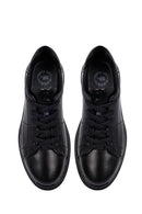 Erkek Siyah Bağcıklı Deri Casual Sneaker | Derimod Erkek Siyah Bağcıklı Deri Casual Sneaker | Derimod