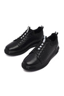 Erkek Siyah Bağcıklı Deri Sneaker | Derimod Erkek Siyah Bağcıklı Deri Sneaker | Derimod