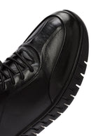 Erkek Siyah Bağcıklı Deri Casual Sneaker | Derimod Erkek Siyah Bağcıklı Deri Casual Sneaker | Derimod
