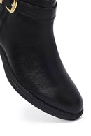 Woman Black Zippered Buckled Boots | Derimod Woman Black Zippered Buckled Boots | Derimod