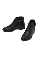Woman Black Zippered Buckled Boots | Derimod Woman Black Zippered Buckled Boots | Derimod