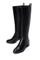 Woman Black Zippered Thick Heeled Boots | Derimod Woman Black Zippered Thick Heeled Boots | Derimod