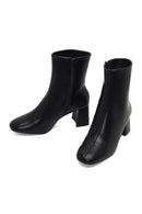 Women's Black Zippered Thick Heeled Boots | Derimod Women's Black Zippered Thick Heeled Boots | Derimod