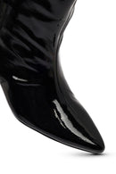 Women's Black Short Thin Heeled Patent Leather Boot | Derimod Women's Black Short Thin Heeled Patent Leather Boot | Derimod