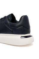 Erkek Lacivert Bağcıklı Kalın Tabanlı Deri Sneaker | Derimod Erkek Lacivert Bağcıklı Kalın Tabanlı Deri Sneaker | Derimod