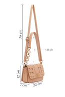 Woman Beige Long-Strap Knitted Crossbody Bag | Derimod Woman Beige Long-Strap Knitted Crossbody Bag | Derimod