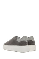 Men's Grey Lace-Up Thick-Sole Suede Leather Sneakers | Derimod Men's Grey Lace-Up Thick-Sole Suede Leather Sneakers | Derimod