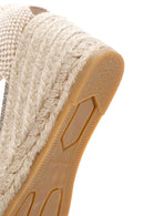 Women's Beige Ankle Strap Wedge Heels Leather Espadrille | Derimod Women's Beige Ankle Strap Wedge Heels Leather Espadrille | Derimod